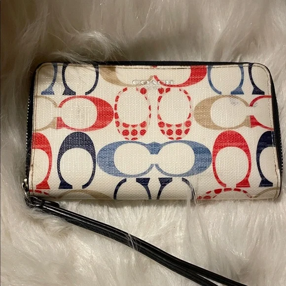 Vintage Coach Bleeker Multi-Colored Zip Slim Wallet/Wristlet - Picture 3 of 10